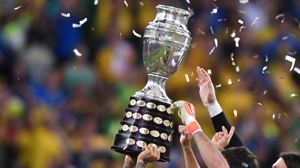Brazil lifting the Copa America trophy (2019)