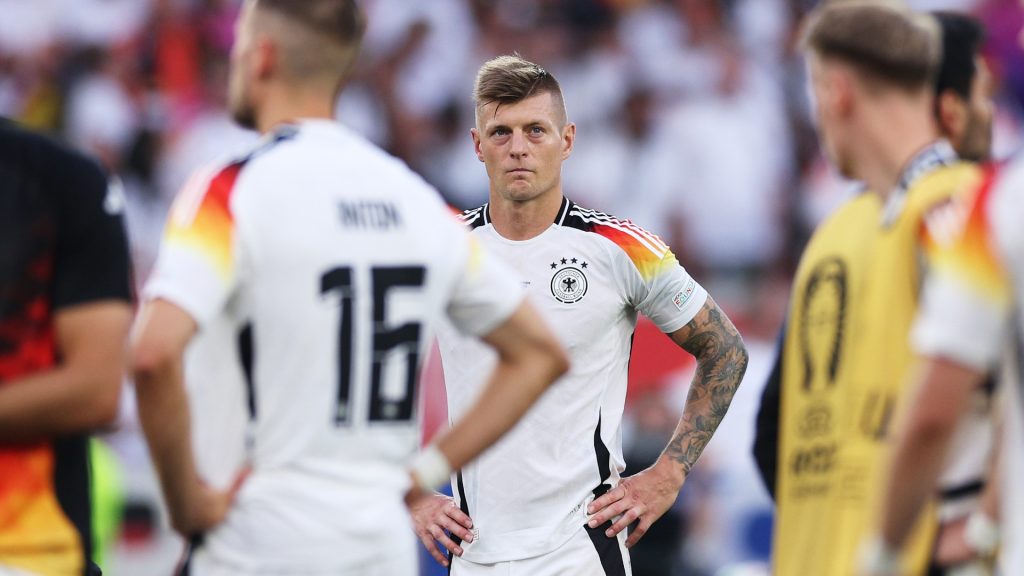 Toni Kroos of Germany looks dejected after the team’s defeat in the UEFA EURO 2024 quarter-final match between Spain and Germany at Stuttgart Arena on July 05, 2024 in Stuttgart, Germany. Photo by Dean Mouhtaropoulos/Getty Images
